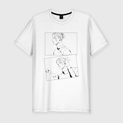 Футболка slim-fit Эмоции Сугуру Гето - Магическая битва, цвет: белый