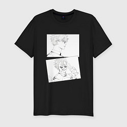 Футболка slim-fit Эмоции Сатору Годжо - Магическая битва, цвет: черный