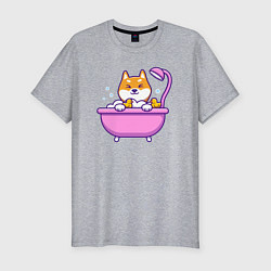 Футболка slim-fit Собачка в душе, цвет: меланж