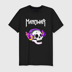 Футболка slim-fit Manowar - неоновый череп, цвет: черный