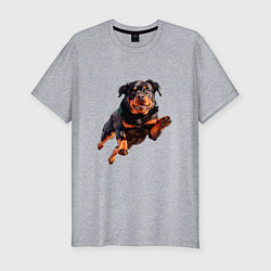Футболка slim-fit Hunter Dog - Ротвейлер ГТА в прыжке, цвет: меланж