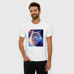 Футболка slim-fit Кот в снегу, цвет: белый — фото 2