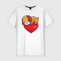 Футболка slim-fit Собачка обнимает сердце, цвет: белый
