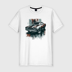 Футболка slim-fit Автомобиль - маслкар, цвет: белый