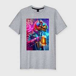 Футболка slim-fit Dude beersaur - neon glow, цвет: меланж