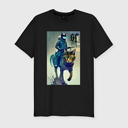 Футболка slim-fit Cat forces - ai art fantasy, цвет: черный