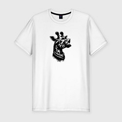 Футболка slim-fit Хипстер жираф в очках, цвет: белый