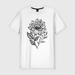 Футболка slim-fit Черный цветок, цвет: белый