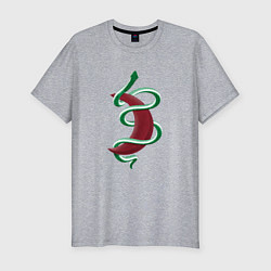 Футболка slim-fit Змея вокруг красной луны, цвет: меланж