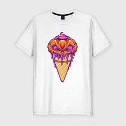 Футболка slim-fit Halloween ice cream, цвет: белый