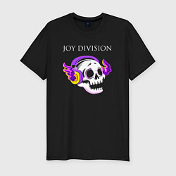 Футболка slim-fit Joy Division - неоновый череп, цвет: черный