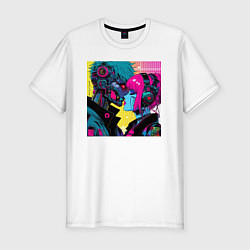 Футболка slim-fit Cyber love - pop art fantasy, цвет: белый