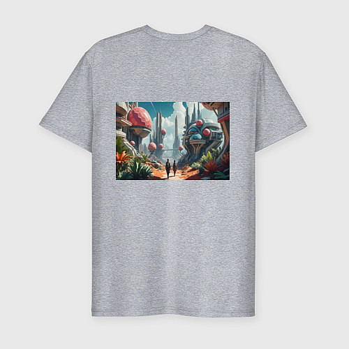 Мужская slim-футболка Планета фантастика / Меланж – фото 2