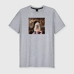 Футболка slim-fit Девушка с белыми волосами и в солнечных очках, цвет: меланж