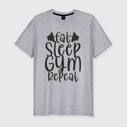 Футболка slim-fit Eat sleep gym, цвет: меланж