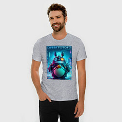 Футболка slim-fit Cyber Totoro - halloween fantasy, цвет: меланж — фото 2