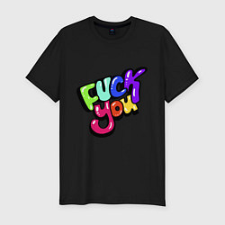 Футболка slim-fit Fuck you multicolor, цвет: черный