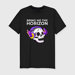 Футболка slim-fit Bring Me the Horizon - неоновый череп, цвет: черный