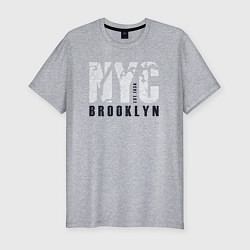 Футболка slim-fit NYC - Brooklyn, цвет: меланж