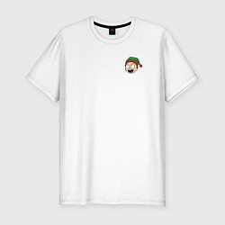 Футболка slim-fit Рик и Морти новогодний Морти в шапке, цвет: белый