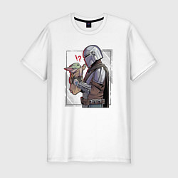 Футболка slim-fit Беби Йода и Мандалорец, цвет: белый