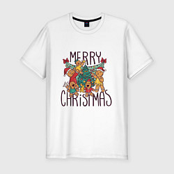 Футболка slim-fit Merry Christmas cookie, цвет: белый