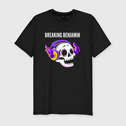 Футболка slim-fit Breaking Benjamin - неоновый череп, цвет: черный