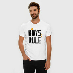 Футболка slim-fit Мальчики рулят, цвет: белый — фото 2