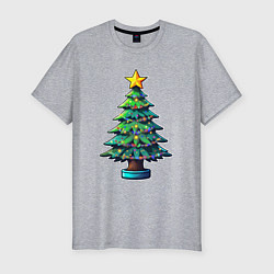Футболка slim-fit Ёлочка, зажгись, цвет: меланж