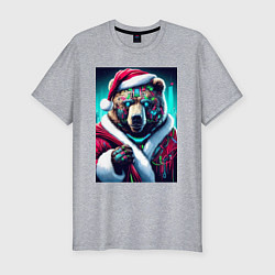 Футболка slim-fit Cyber bear - Santa Claus, цвет: меланж