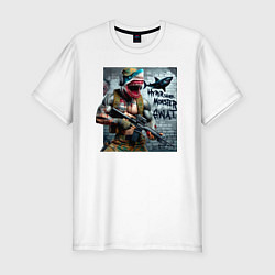 Футболка slim-fit Hyper shark monster swat - ai art fantasy, цвет: белый