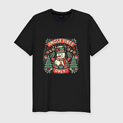 Футболка slim-fit Новогодний снеговик, цвет: черный