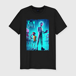 Футболка slim-fit Rick and Morty - neon glow, цвет: черный