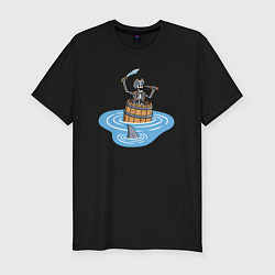 Футболка slim-fit Пират в бочке, цвет: черный