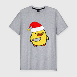Футболка slim-fit Новогодняя утка с ножом, цвет: меланж