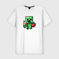 Футболка slim-fit Minecraft крипер с маком, цвет: белый