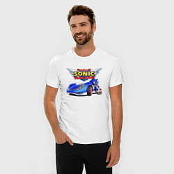 Футболка slim-fit Cool hedgehog - Sonic racing team, цвет: белый — фото 2