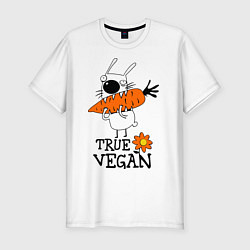 Футболка slim-fit True vegan (истинный веган), цвет: белый