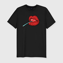 Футболка slim-fit Candy lips, цвет: черный