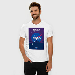 Футболка slim-fit NASA фиолетовый плакат, цвет: белый — фото 2