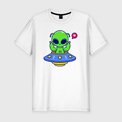 Футболка slim-fit Love alien, цвет: белый