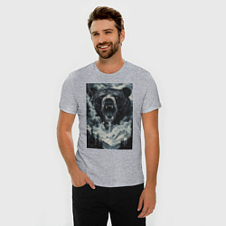 Футболка slim-fit Медведь с оскаленной пастью, цвет: меланж — фото 2