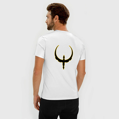 Мужская slim-футболка Чёрно-жёлтый знак quake / Белый – фото 4