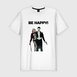 Футболка slim-fit Be happy, цвет: белый