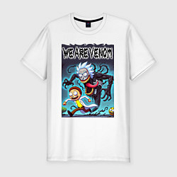 Футболка slim-fit Веном вселился в Рика - нейрошутка, цвет: белый