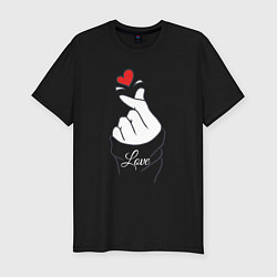 Футболка slim-fit Знак любви и внимания, цвет: черный