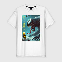 Футболка slim-fit Baby and Symbiote - we are a Venom meme, цвет: белый