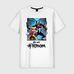 Футболка slim-fit Donald Trump and Venom - meme, цвет: белый