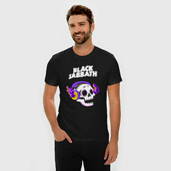 Футболка slim-fit Black Sabbath - неоновый череп, цвет: черный — фото 2