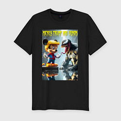 Футболка slim-fit Mickey Trump and Venom - ai art fantasy, цвет: черный